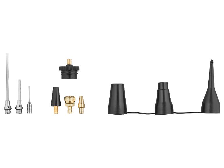 Set luchtpompadapters en mondstukken, inclusief naalden en plastic mondstukken.