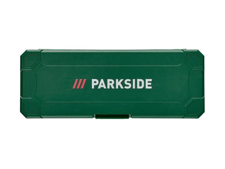 Groene gereedschapskist met merklogo