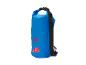 Blauwe waterdichte tas met rode graphics en zwarte schouderband