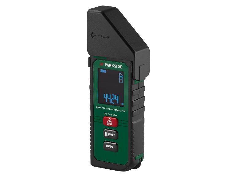 PARKSIDE laserafstandsmeter met digitaal display en knoppen.