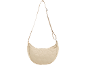 Beige gewatteerde schoudertas met verstelbare riem.
