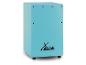Turquoise X-DRUM cajon met zwarte schroeven en pootjes.