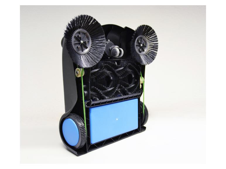 Binnenkant van een reinigingsmachine met borstels.