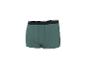 Donkergroene boxershort met zwarte elastische tailleband en een witte lijn.
