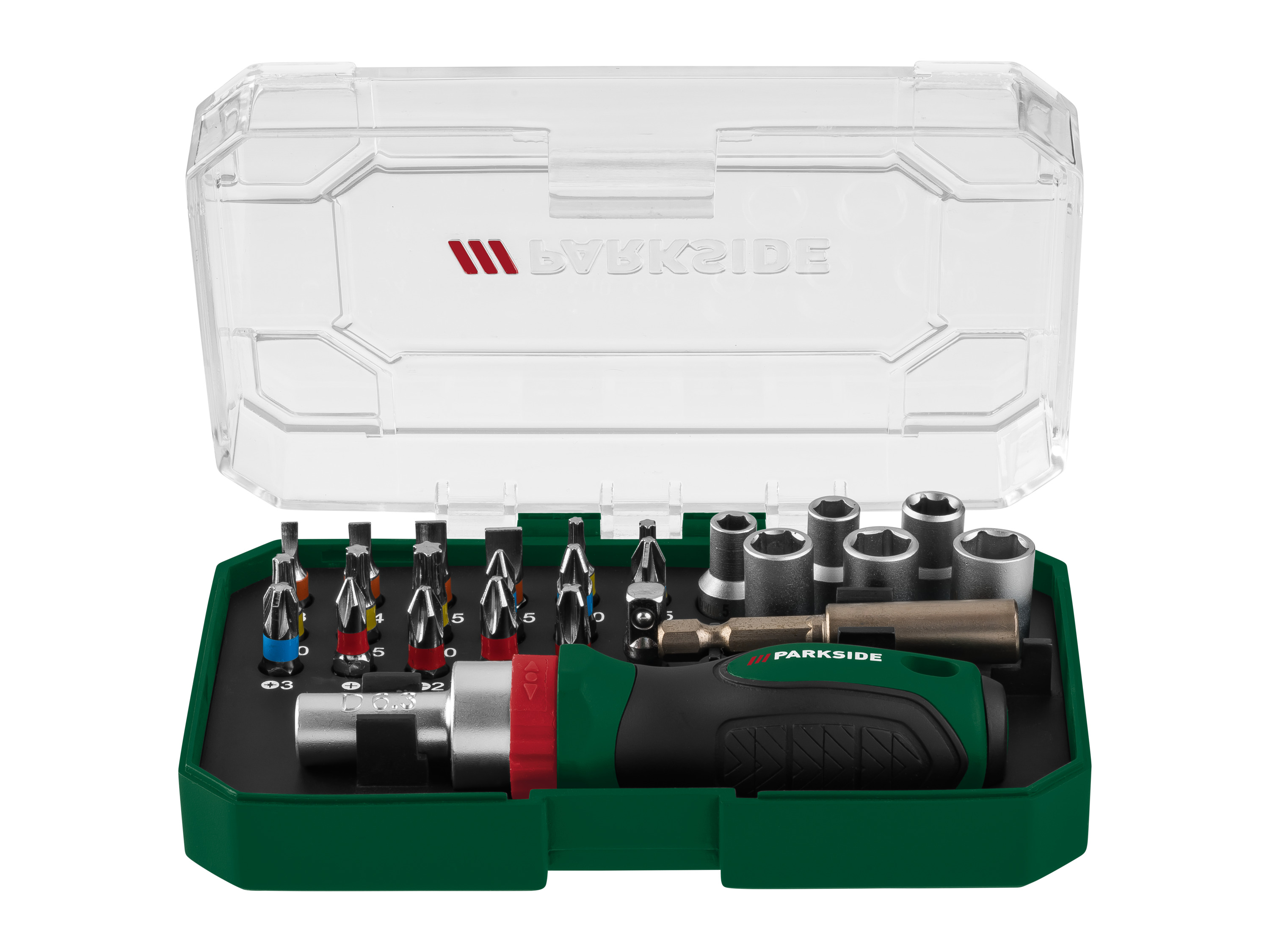 PARKSIDE Ratel-bitset, bitset of bit- en dopsleutelset (Bit- en dopsleutelset 6,3 mm)