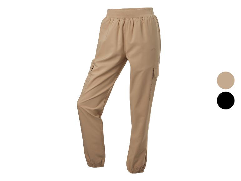 Beige cargo broeken met elastische tailleband.