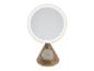 Ronde make-upspiegel met LED-licht en draadloze oplaadbasis, in goud.