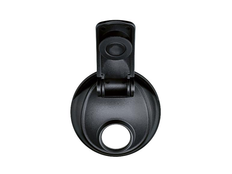 Zwart plastic deksel voor een shaker of fles, met open klapmondstuk