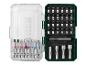 Schroevendraaierbitset met diverse bits, waaronder platte, Phillips, Pozidriv, Torx en inbus.