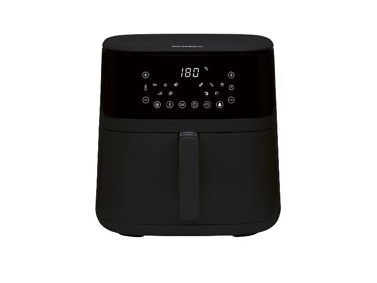 Zwarte SilverCrest airfryer met digitaal display.