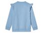 Lichtblauwe trui voor meisjes, lange mouwen, met ruffles op de schouders.