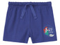 Blauwe shorts met een afbeelding van Ariel, de kleine zeemeermin, met de tekst 'I Believe in Me'.