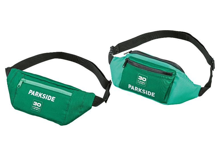 Twee groene heuptassen met de tekst '30 YEARS EST. 1996' en 'PARKSIDE'.