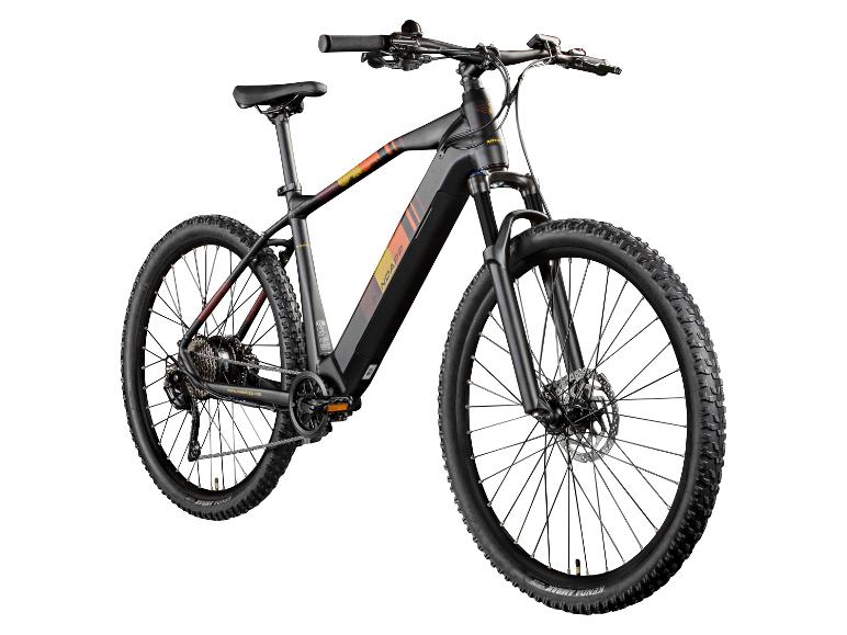 Een zwarte Zündapp elektrische mountainbike met dikke banden.