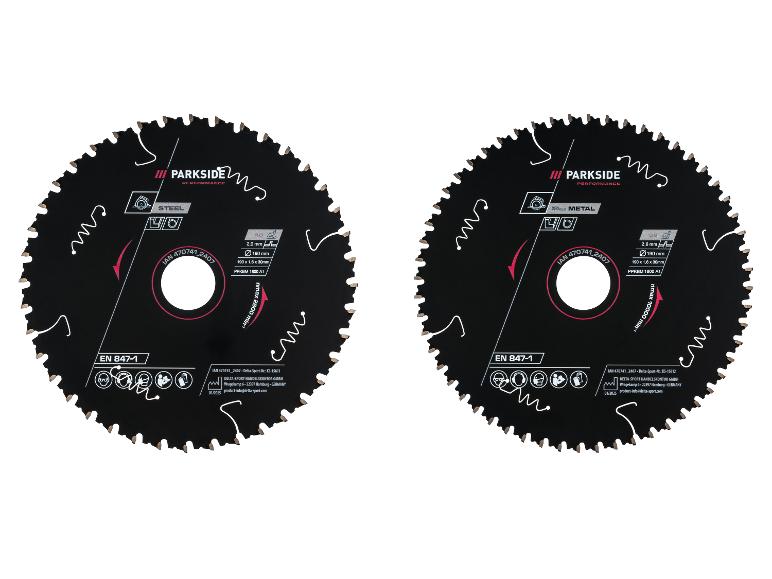 Twee Parkside Performance zaagbladen: één voor staal, één voor metaal.