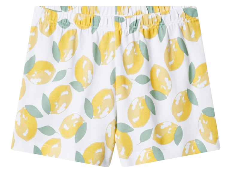 Witte korte broek met citroen- en bladerenprint