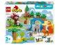 LEGO Duplo 10446 3-in-1 Wilde Dierenfamilies doos, met dierenfiguren en gebouwde landschappen.