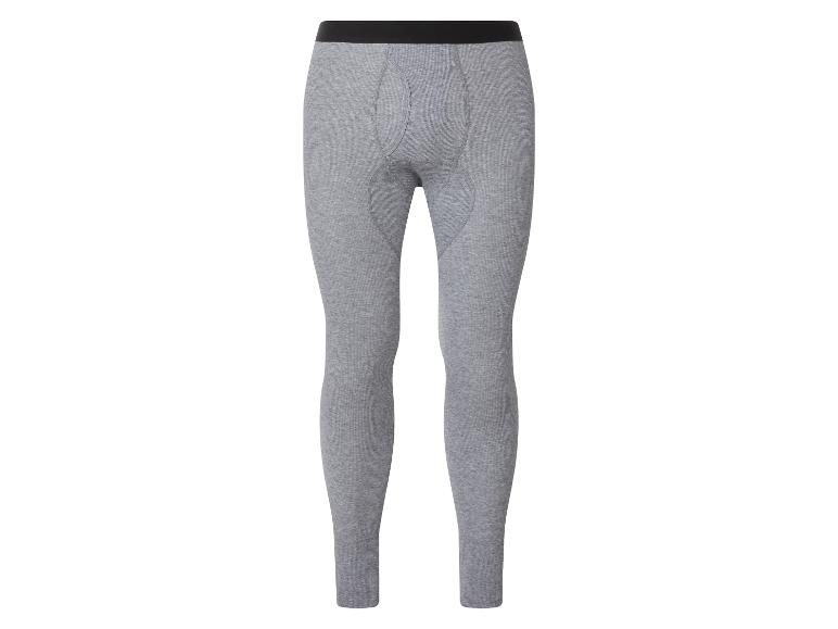 Heren grijze geribbelde lange onderbroek met zwarte elastische tailleband.