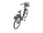 Grijze elektrische fiets met voormand en bagagedrager achter.