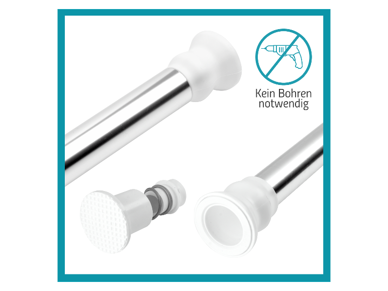 Uitzetbare metalen stang, geen boren nodig.