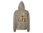 Grijze hoodie met een basketbalprint op de rug.