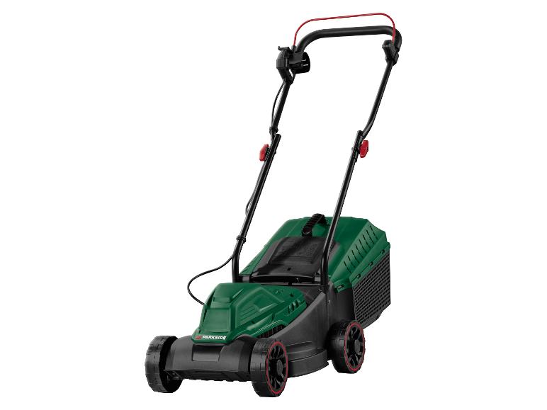 PARKSIDE elektrische grasmaaier in groen en zwart met rode accenten
