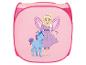 Roze wasmand met fee en eenhoorn.