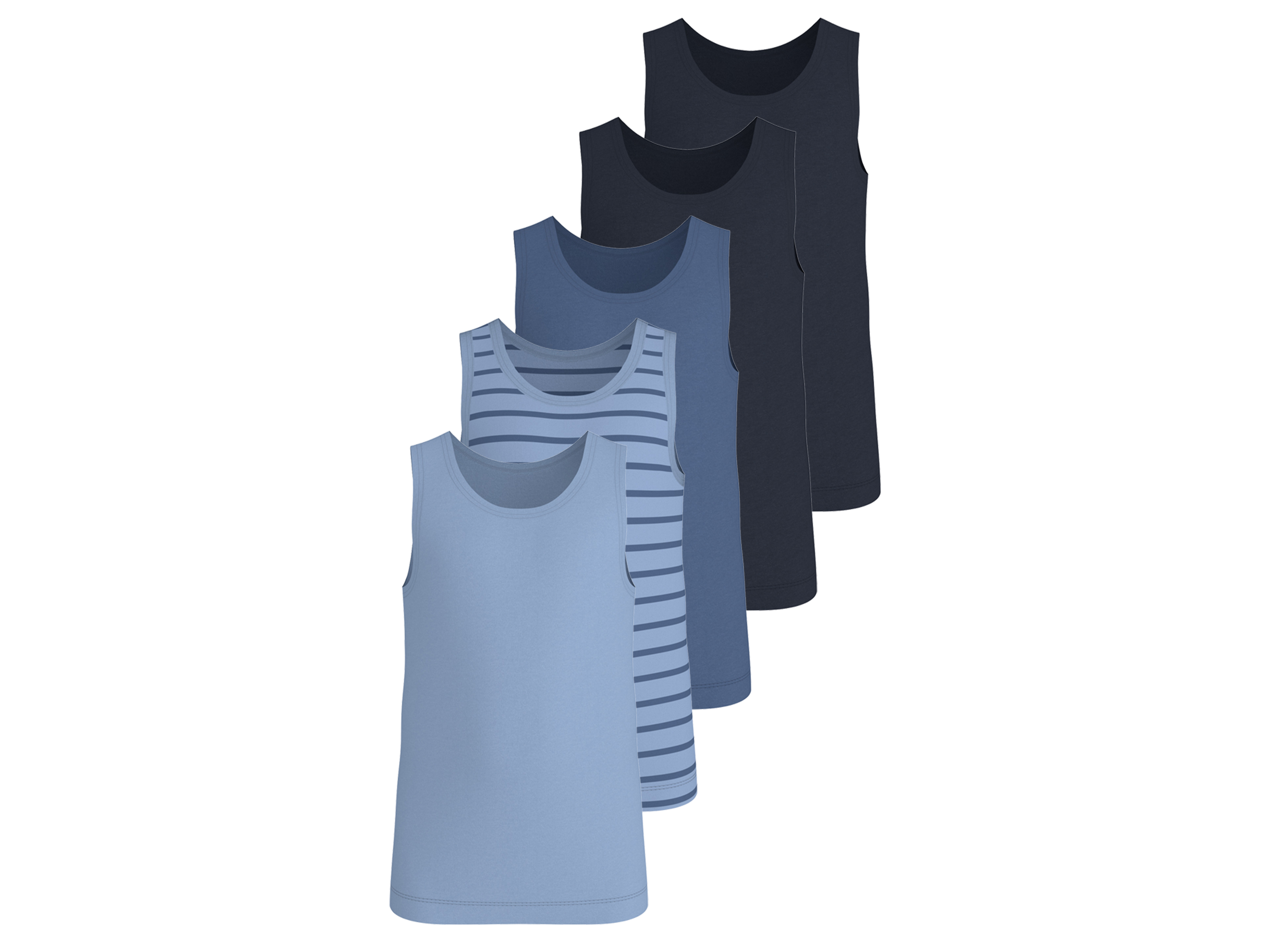 LUPILU Set van 5 kinder hemden (Patroon/marineblauw/blauw, 98/104)