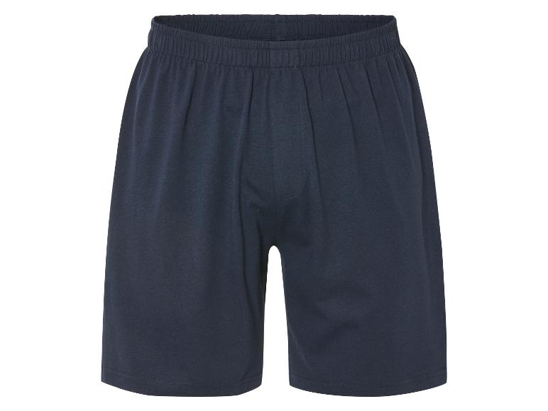 Donkerblauwe jersey shorts.