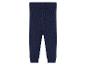 Donkerblauwe gebreide leggings voor baby's.
