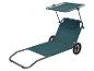 Petrolkleurige strandtrolley met wielen, verstelbare rugleuning en zonnescherm