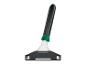 Zwarte en groene ijskrabber met ergonomische handgreep.
