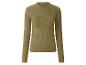 Olijfgroene geribbelde top met lange mouwen en een colkraag.