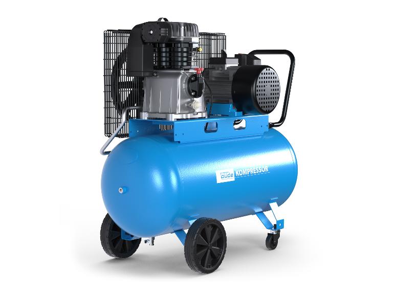 Blauwe Güde compressor.