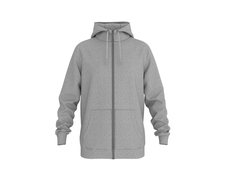 Grijze herenhoodie met rits en capuchon