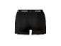 Zwarte boxershorts met elastische tailleband met witte tekst.