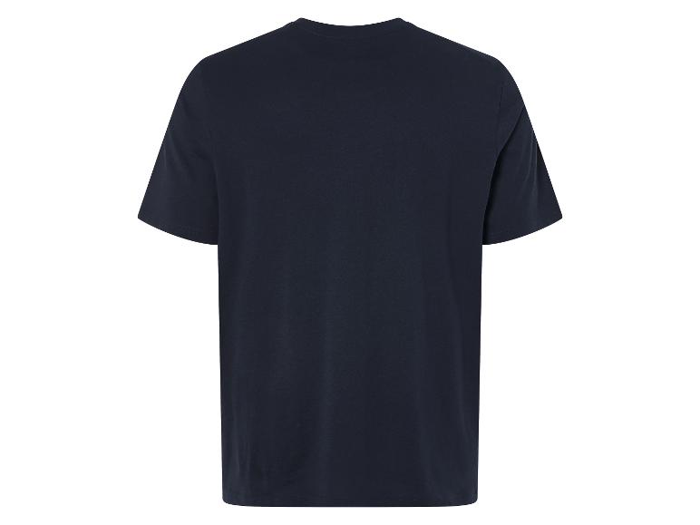 Donkerblauw t-shirt met korte mouwen.