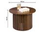 Ronde salontafel van donker hout met een diameter van 67 cm en een hoogte van 42 cm.