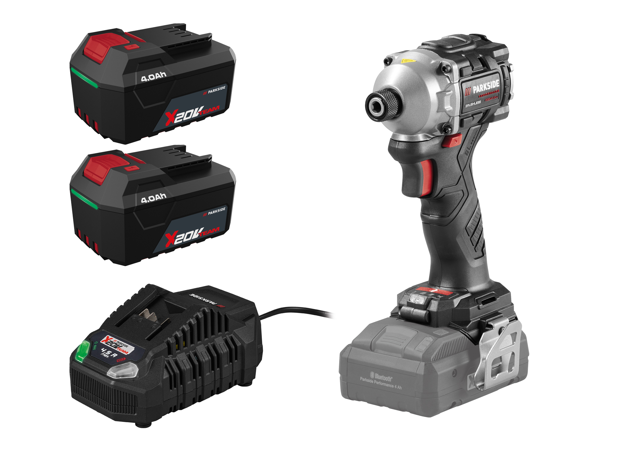 PARKSIDE Accu-slagschroevendraaier 1/4" 20 V 226 Nm, met 2 accu's 4 Ah en snellader 4,5 A