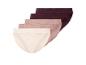 Vier kanten slips in verschillende tinten: beige, roze en twee donkerbruine.