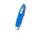 Blauw en rood opblaasbaar SUP board met witte accenten en touwbevestigingen