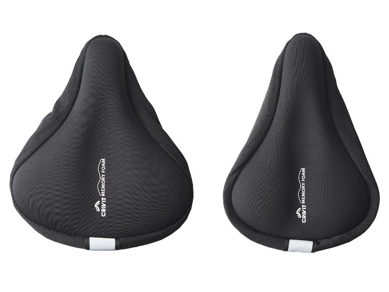 Twee zwarte Crivit memory foam fietszadelhoezen