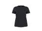Zwart dames sport T-shirt met korte mouwen en klein logo op de borst.