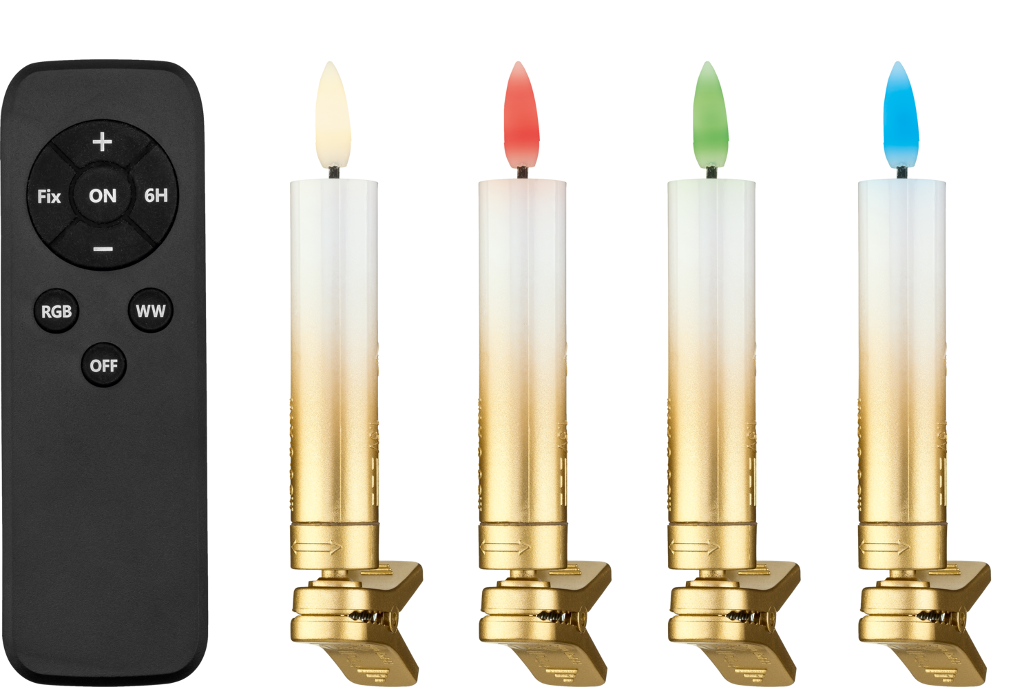 LIVARNO Draadloze LED-kerstboomkaarsen, 15 stuks (Wit/goud)