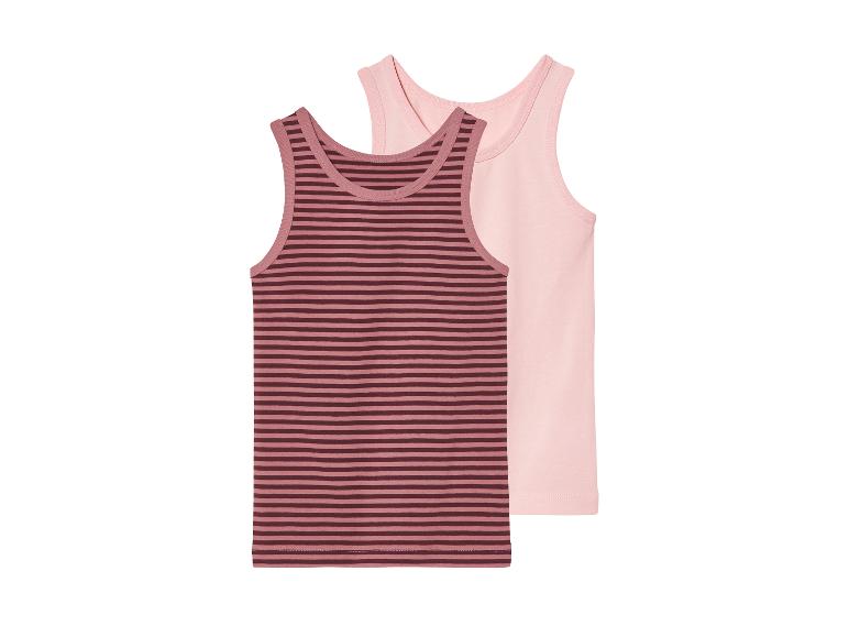 Twee kindertopjes, één roze en één gestreept.