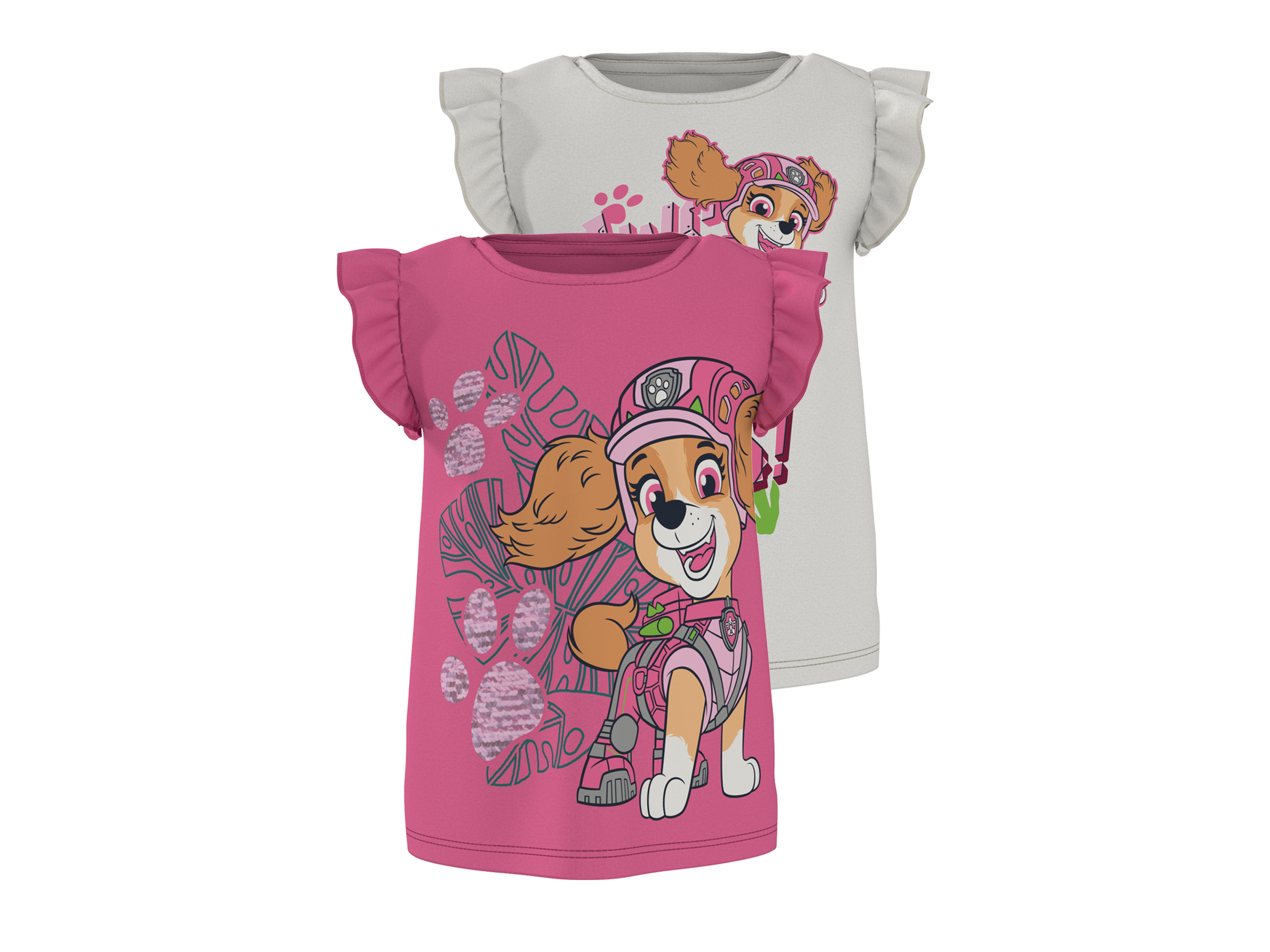 LUPILU Set van 2 kinder T-shirts Paw Patrol (Roze/wit, 98/104)