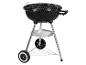 Zwarte houtskoolbarbecue met verchroomd rooster en wielen