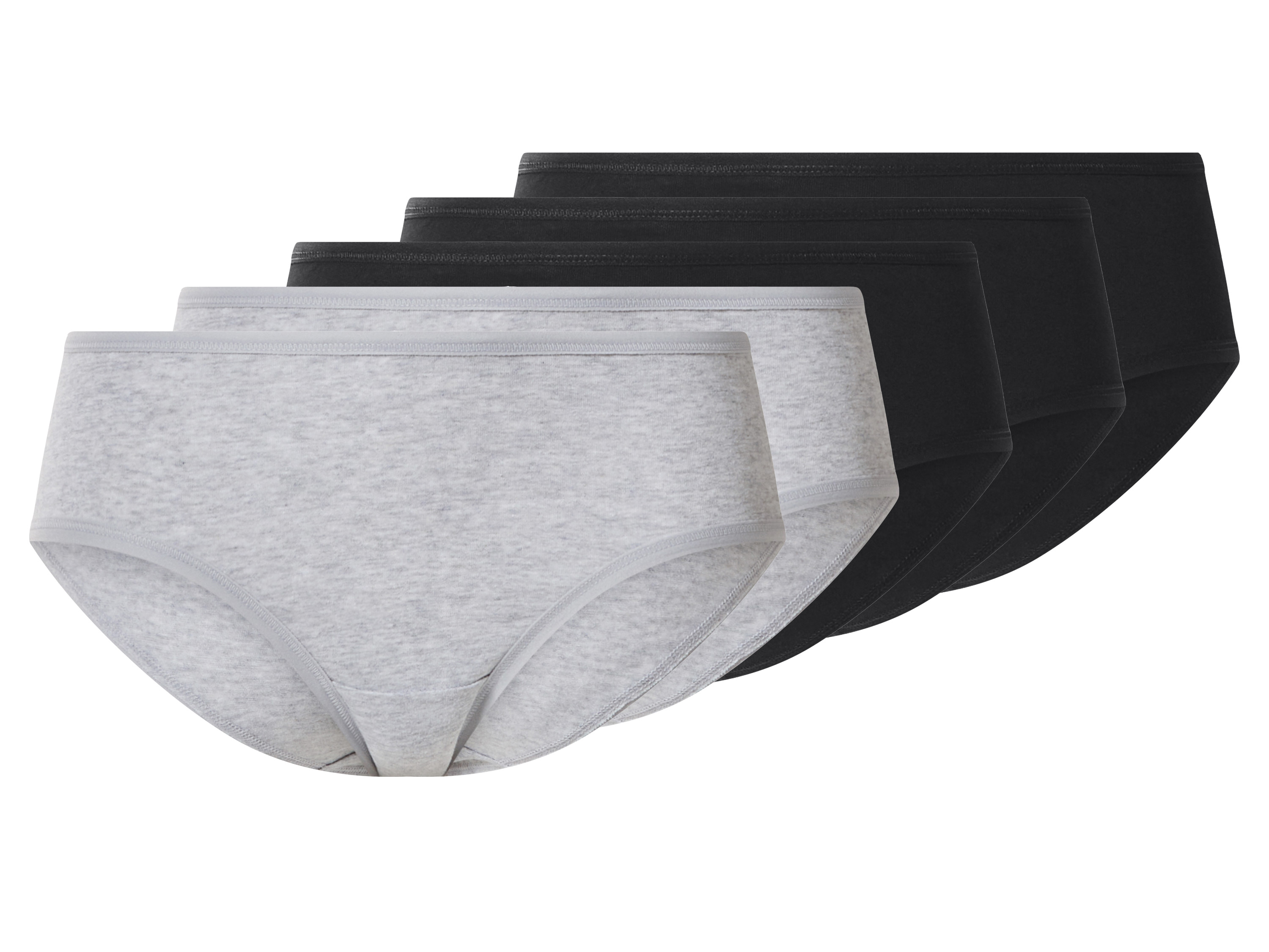 esmara Set van 5 dames hipsters (Zwart/grijs, XS (32/34))