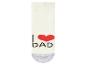 Witte babysok met de tekst 'I ❤️ DAD' in zwart en rood
