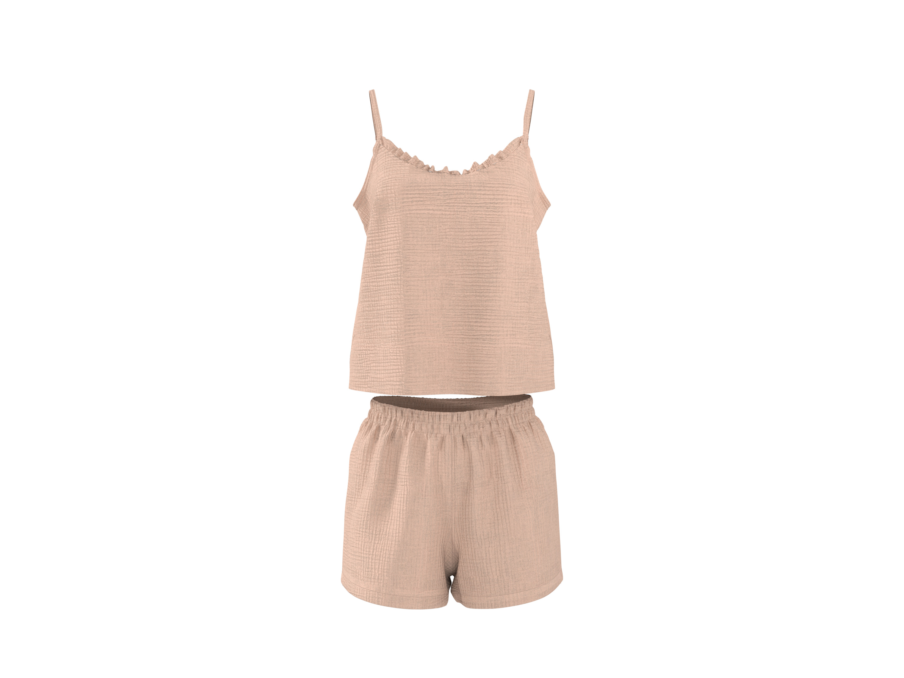 ESMARA Mousseline dames shortama (Perzik, M (40/42))